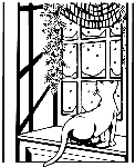 Cat Watching Snow coloring page