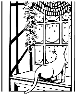 Cat Watching Snow coloring page